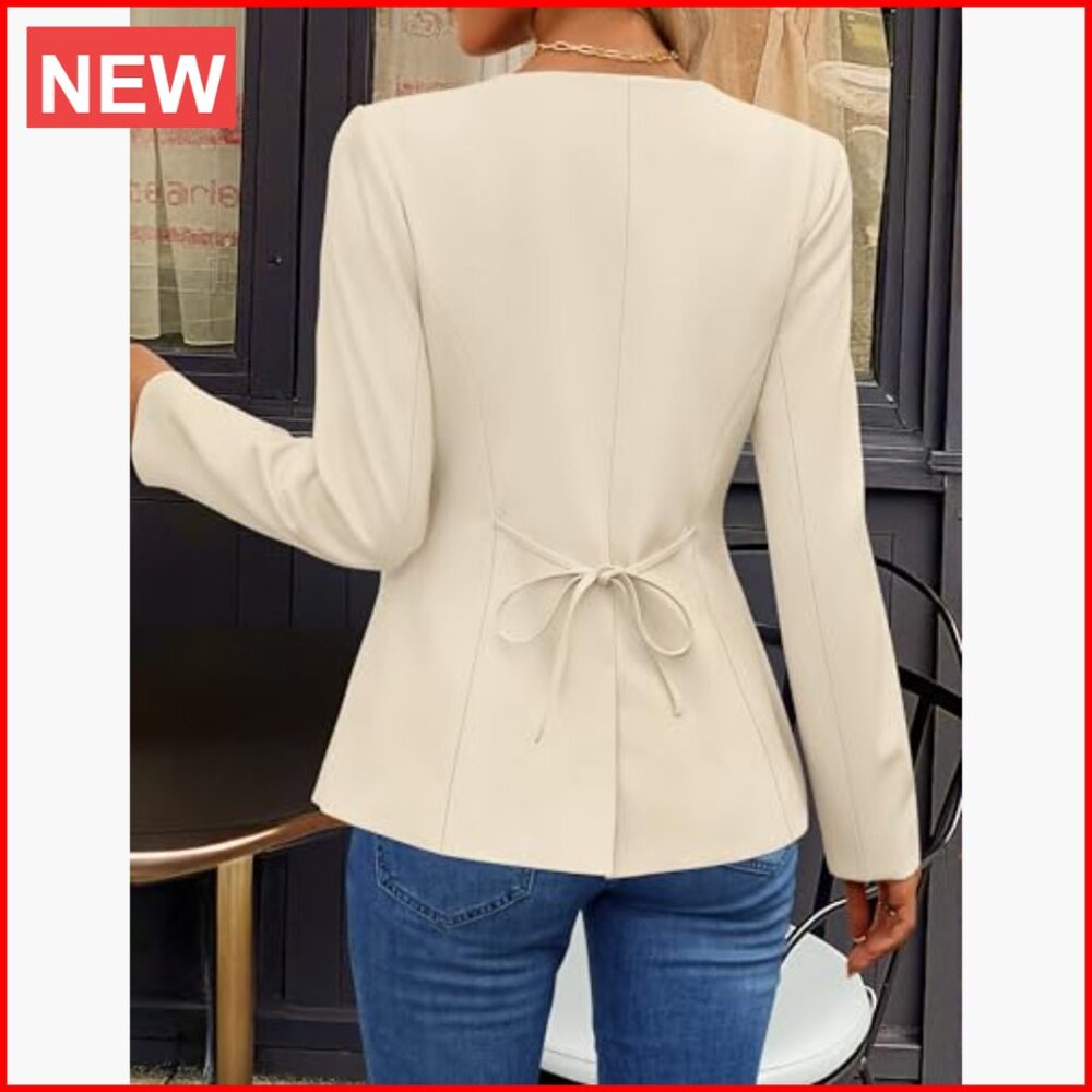 Polyester Blend Fitted Blazer With Drawstring Wai… - image 3